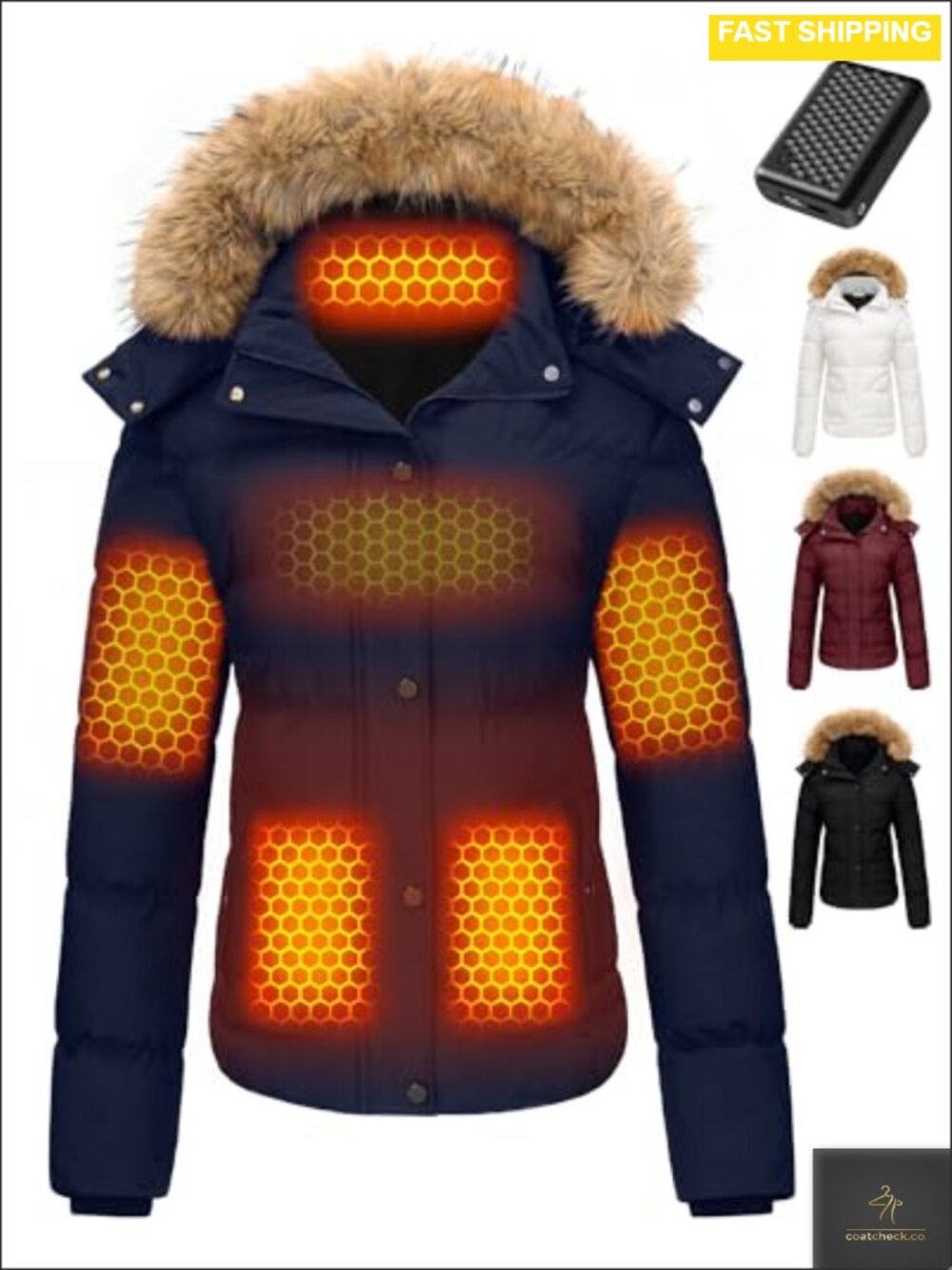 Graphene Heated Jacket 12V Fast Charge Water-Repellent Ski Winter Coat